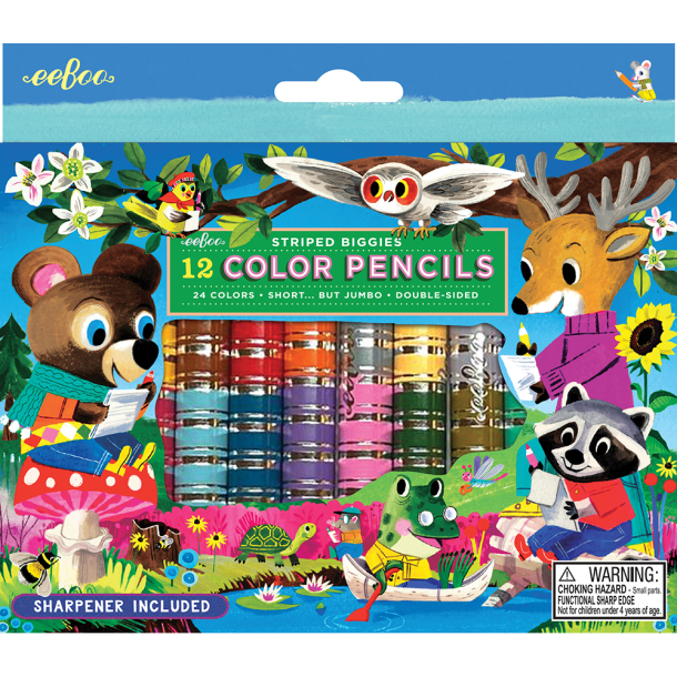 eeBoo - 12 Dobbelte farveblyanter - Skovens venner