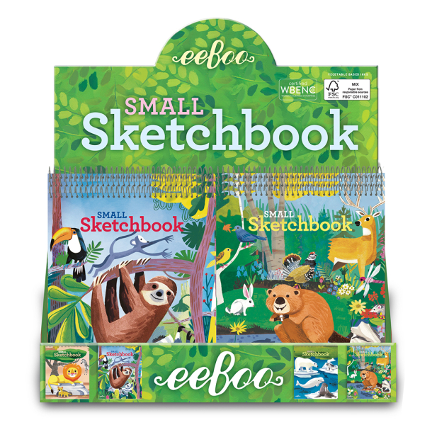 eeBoo - Skitseblok lille - Dyr i naturen - 24 assorterede