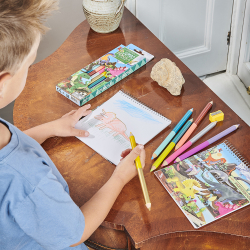 eeBoo - 6 dobbelte farveblyanter jumbo - Dinosaur