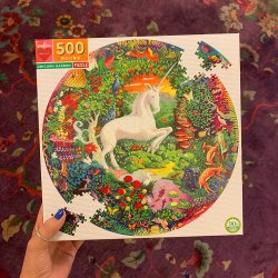 eeBoo - Rundt puslespil  500 brk - Enhj&#248;rning