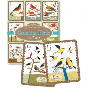 eeBoo - Dekorationskort med fugle - Lær at tælle