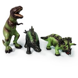 Green Rubber Toys - Dinosaurer - s&#230;t med 3