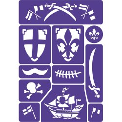 Grim&#39;tout - Stencil til teatersminke - Ridder &amp; Pirat