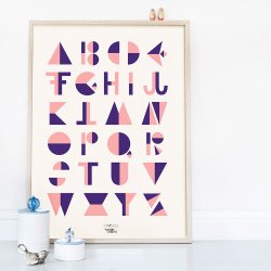 Michelle Carlslund - Plakat - 50 x 70 cm - Alfabetet Rosa