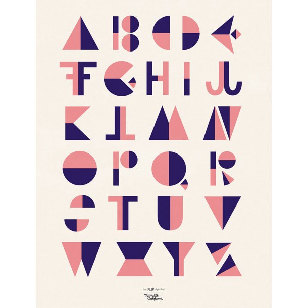Michelle Carlslund - Plakat - 50 x 70 cm - Alfabetet Rosa