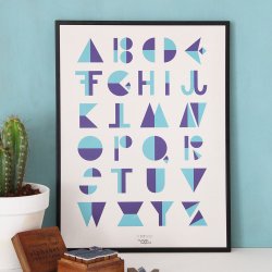 Michelle Carlslund - Plakat - 50 x 70 cm - Alfabetet Bl&#229;