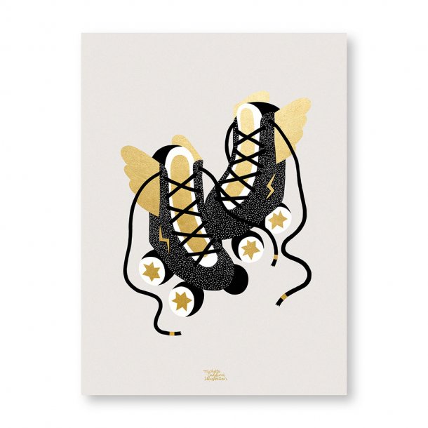 Poster - 50 x 70 cm - Gold Roller Skates