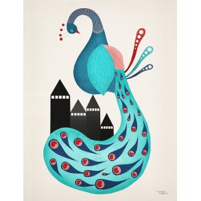 Michelle Carlslund - Plakat - 50 x 70 cm - Påfugl