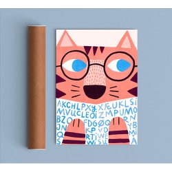 Michelle Carlslund - Plakat - 50 x 70 cm - Reading Tiger
