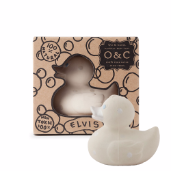 Oli &amp; Carol - Lille Badeand - Hvid m. s&#248;lv prikker 8cm.