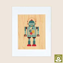 Petit Collage - Stort print p&#229; tr&#230; - Robot