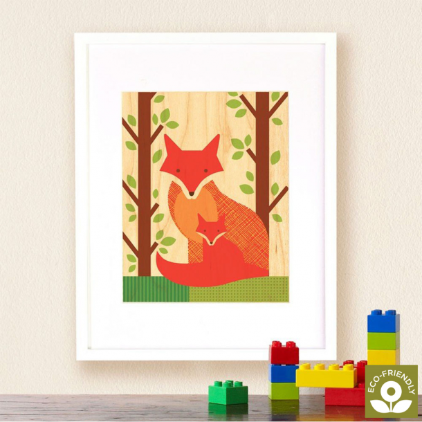 Petit Collage - Stort print p&#229; tr&#230; - R&#230;v med unge