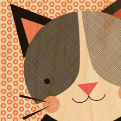 Petit Collage - Stort print p&#229; tr&#230; - Kat