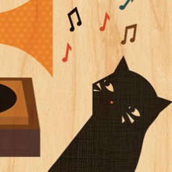 Petit Collage - Stort print p&#229; tr&#230; - Musik kat