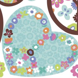 RoomMates - Wallstickers - Gigant Hjerte - blomster og fredste
