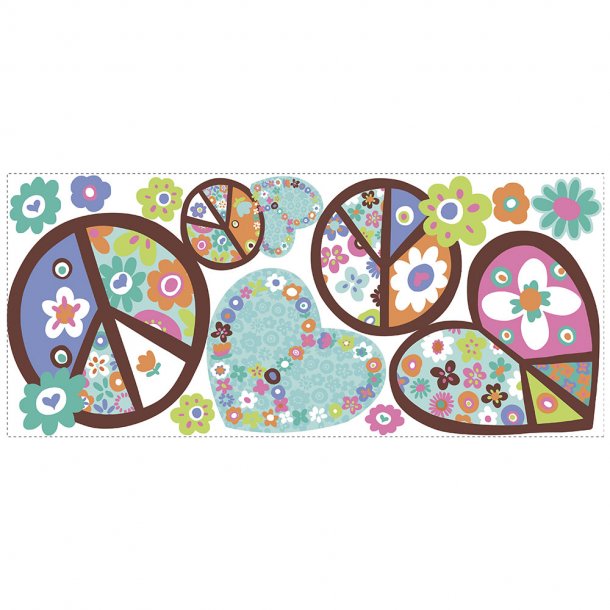 RoomMates - Wallstickers - Gigant Hjerte - blomster og fredste