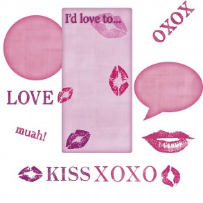 RoomMates - Wallstickers - Kisses whiteboard - Pink