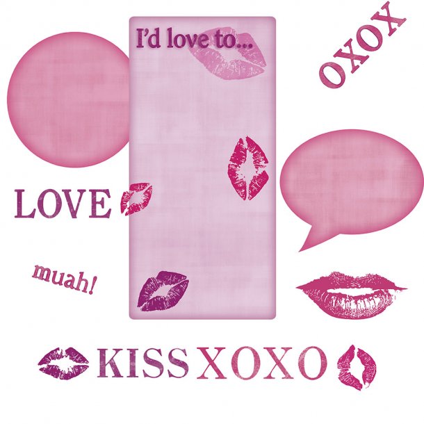 RoomMates - Wallstickers - Kisses whiteboard - Pink