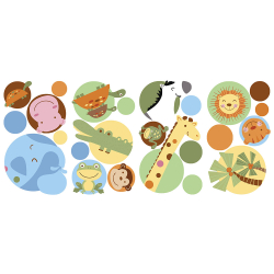 RoomMates - Wallstickers - Jungle dyr - Polka prikket