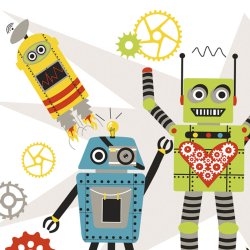 RoomMates - Wallstickers - Vinkende Robotter