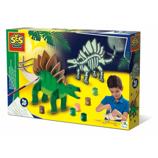 SES Creative - Byg selv dinosaur - Selvlysende - tr&#230;